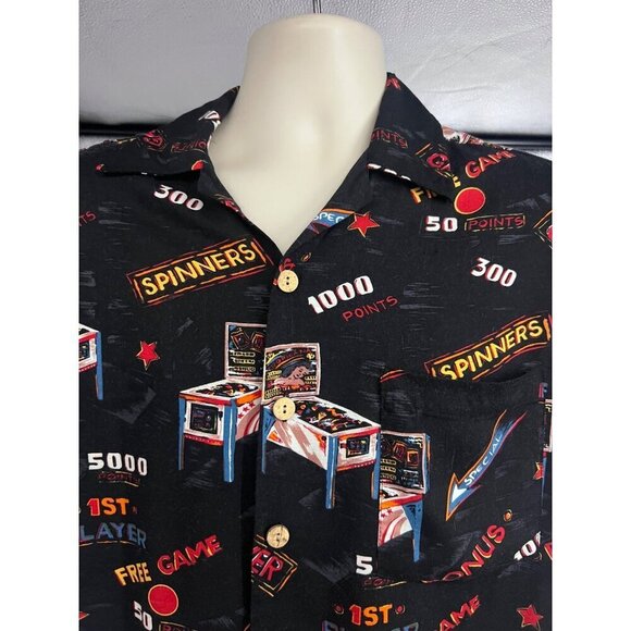 Kennington Black Vintage Retro Gamer Pin Up Girl Button Up Shirt Small Pocket - Picture 4 of 8